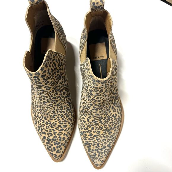 Dolce Vita Samy Leather Leopard Print Pointy Toe Bootie 7.5 NWOB - Picture 8 of 13